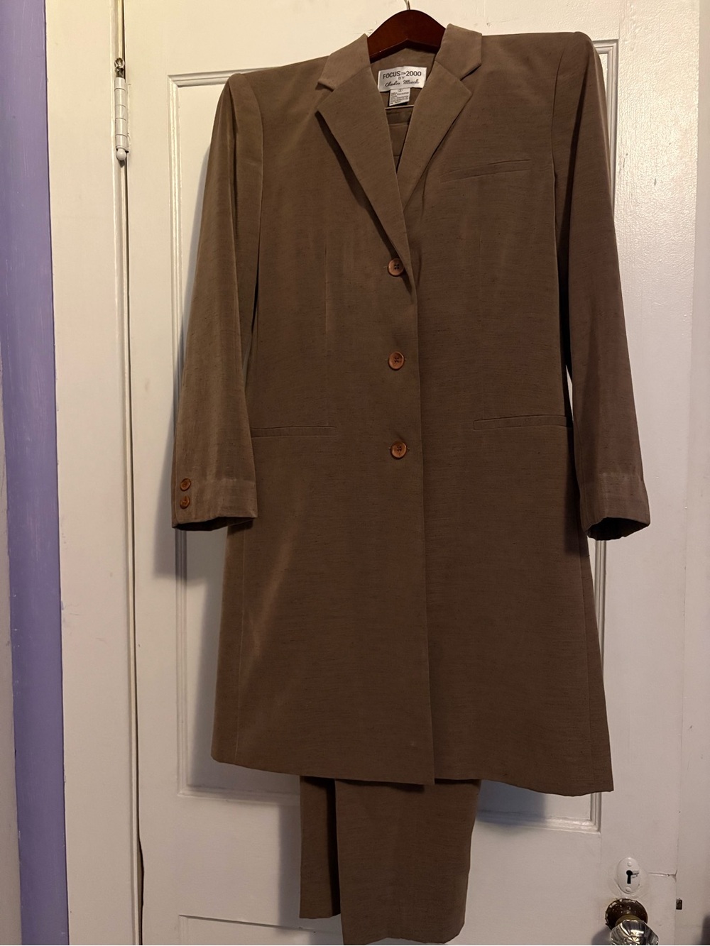 Classic Women's Brown Long Blazer Coat